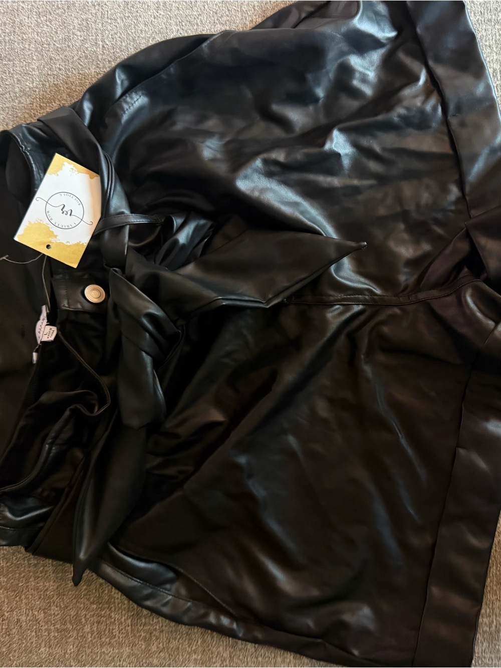 Black Faux Leather Women's High Rise Shorts
